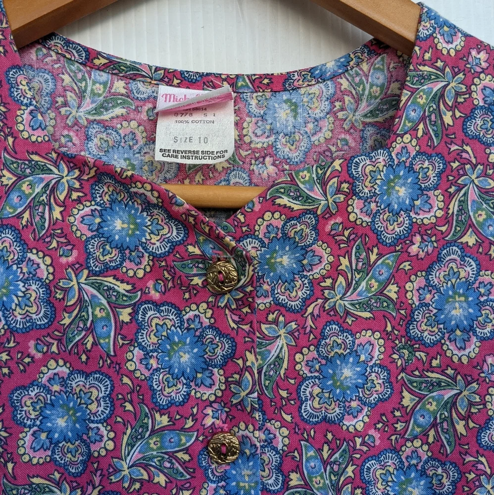 VINTAGE Michelle Lynn Victorian Floral Sweetheart Neckline Girls Dress